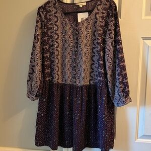 ILLA ILLA Purple and Pink Patterned tunic blouse
